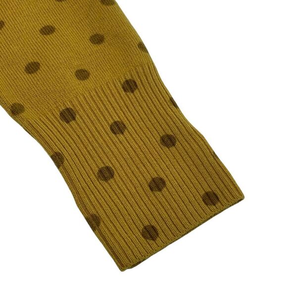 Anthropologie Moth Van Wrinkle Ruffle Neck Yellow Wool Polka Dot Cardigan Size L - Picture 11 of 12